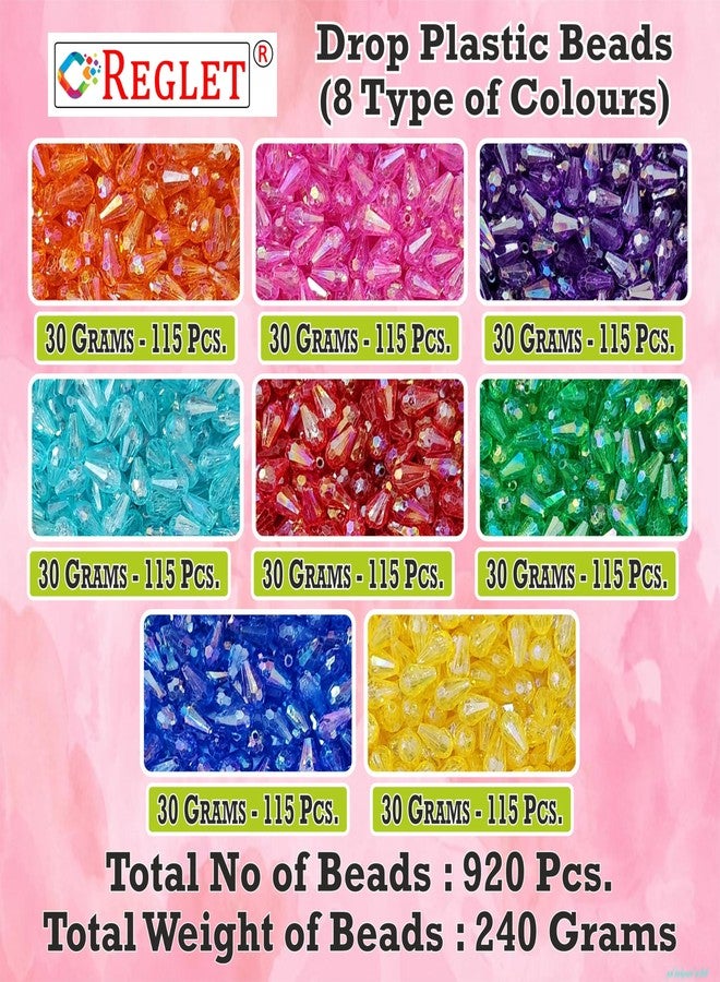 REGLET 920 Pcs Drop Crystal Beads for Jewellery Making Kit, Multicolour Beads for Bracelet Making Kit, Beading, Beadwork, Crafting, Embroidery, DIY Bead Craft, Pearls for Craft - 12mm*8mm, 240g - Image 2
